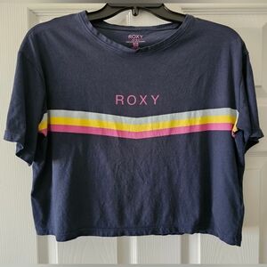 Roxy Girl Navy Tee with Pink Logo